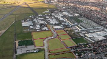 An aerial image of the new road and plots becoming available at Blackpool Airport Enterprise Zone
